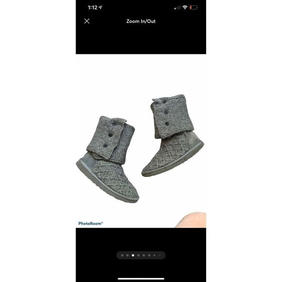 UGG Lattice Cardy Gray Sweater Boots - Picture 3 of 12
